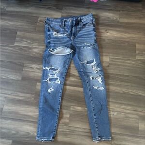 American Eagle Outfitters Ripped Blue Skinny Jeans
